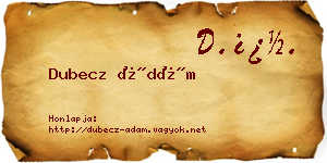 Dubecz Ádám névjegykártya
